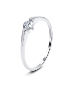 Round CZ Stone Silver Rings CSR-402